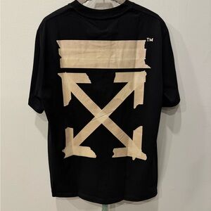 Off-White Black and Cream Tape Tee Oversize